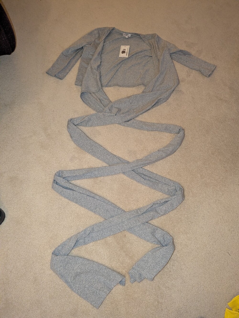 Nwt momo maternity half sleeve cardigan w/ extra long tie on bottom sz L